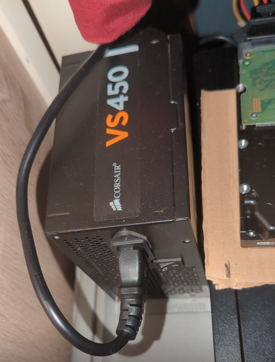 External Corsair PSU powering the drives